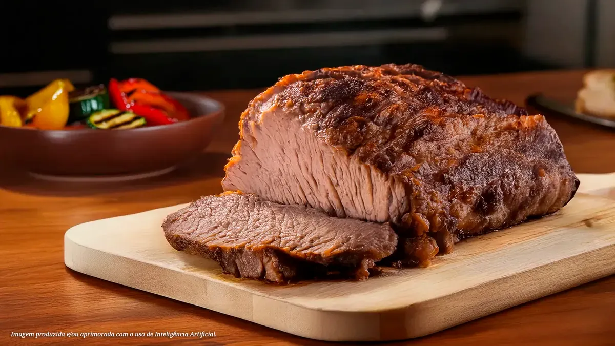 Cupim grelhado ao natural com legumes na brasa
