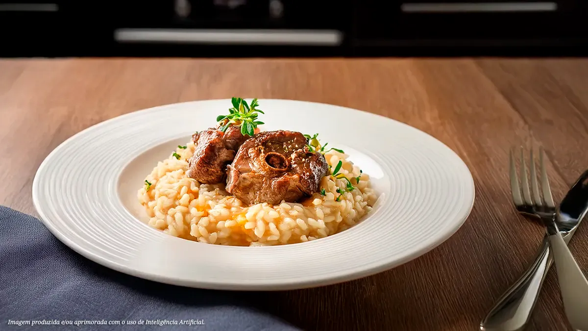 Risoto milanês com ossobuco