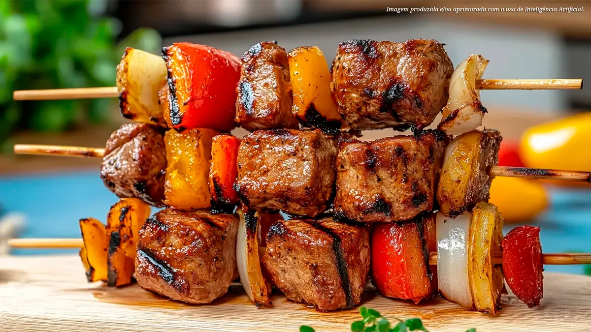 Espetinho de carne alemão (Fleischspiess)
