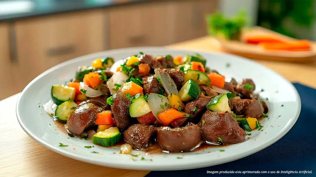 Rim bovino com legumes assados