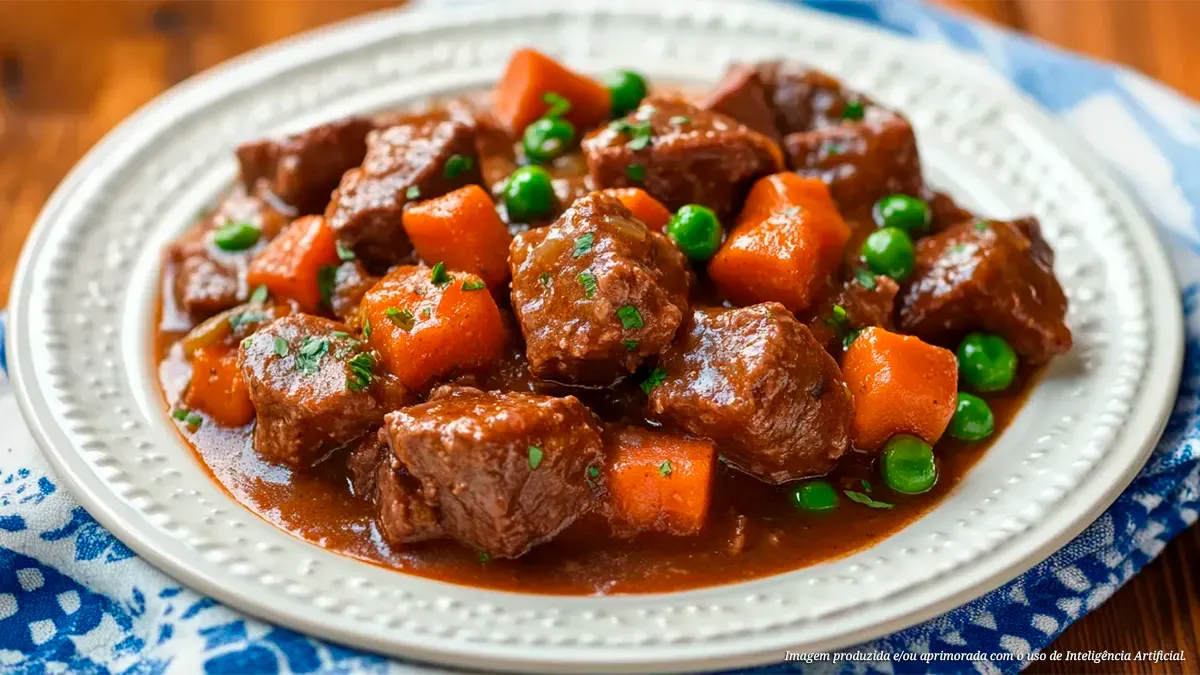 Coxão duro com ervilhas e cenouras