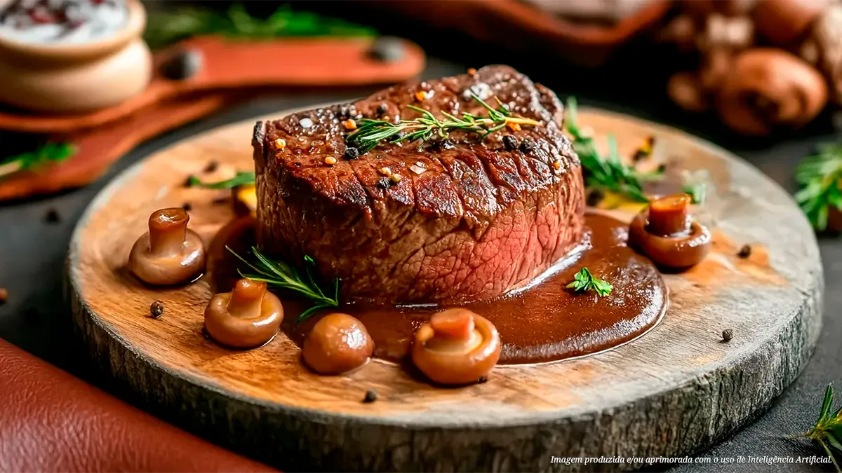 Filé mignon com molho de cogumelos