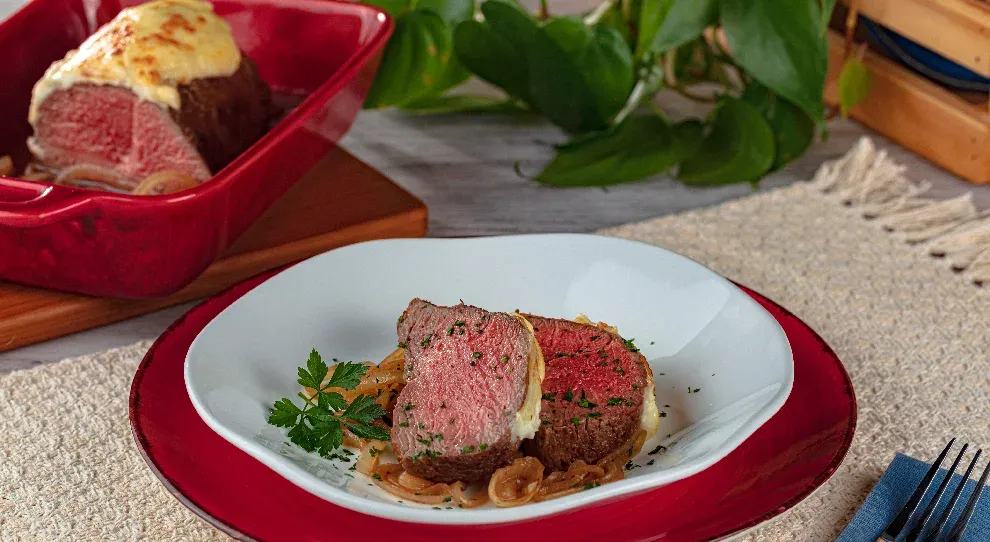Carne com creme de batata