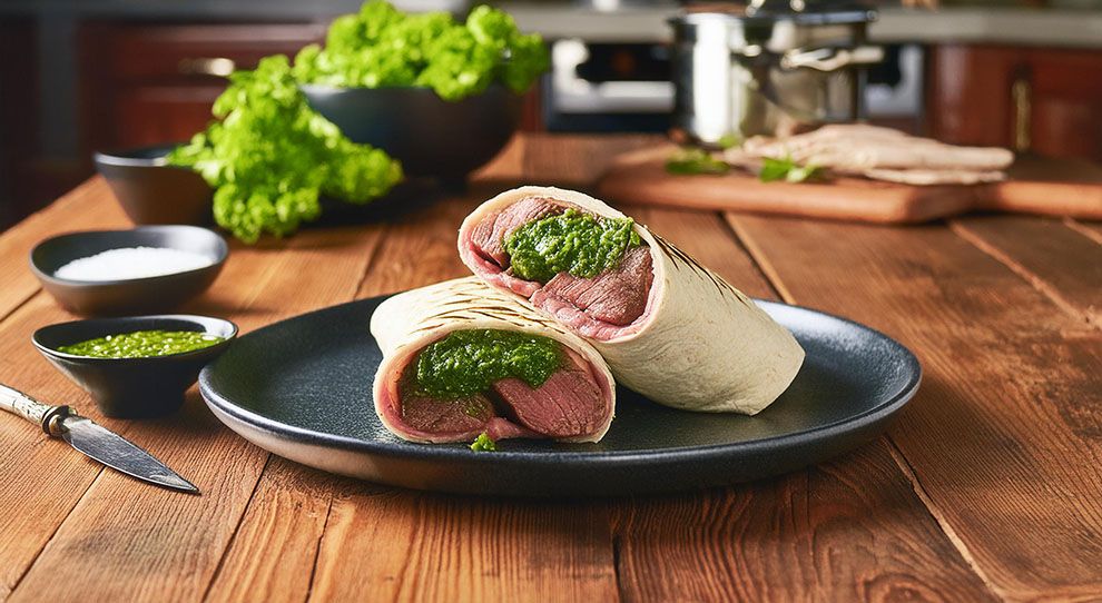 Wrap de Picanha com Molho de Chimichurri