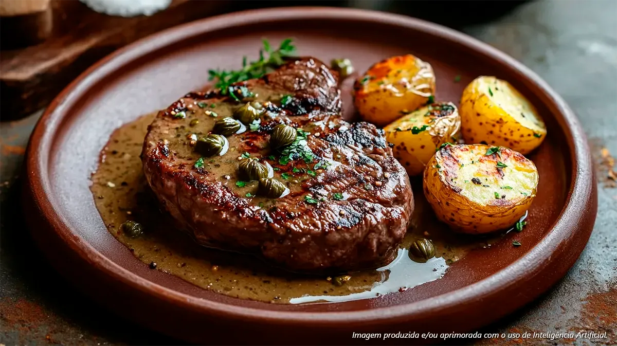 Filé mignon com molho de alcaparras